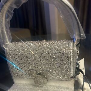 DISNEY 100 X ALDO SILVER RHINESTONE GLITTER TOP HANDLE BAG CROSSBODY HANDBAG